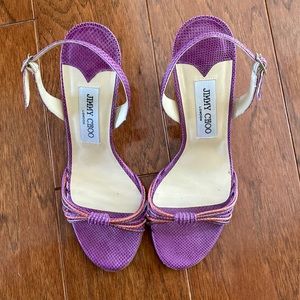 Jimmy Choo purple strappy sandals.